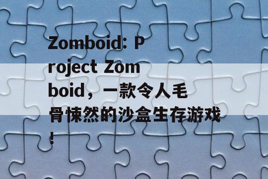 Zomboid: Project Zomboid，一款令人毛骨悚然的沙盒生存游戏！